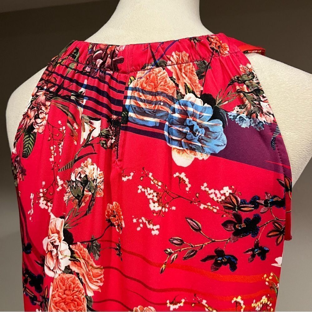 Halter neck sleeveless a-line‎ mini floral dress size Medium - Picture 7 of 13